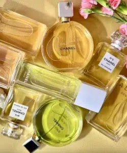 Side-by-side visual comparison of an authentic luxury designer fragrance bottle and a high-quality Chanel Chance Eau Tendre dupe