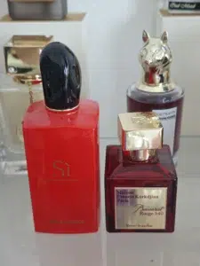 A side-by-side comparison of a luxury Giorgio Armani Si designer bottle and an independent factory-direct Eau de Parfum alternative formulated for daily wear.