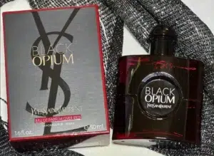 Side-by-side comparison of expensive designer cherry perfume versus a high-concentration, long-lasting YSL Black Opium Over Red dupe.