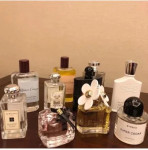 Sweet perfume collection with fragrance bottles illustrating vanilla gourmand and long lasting perfume styles