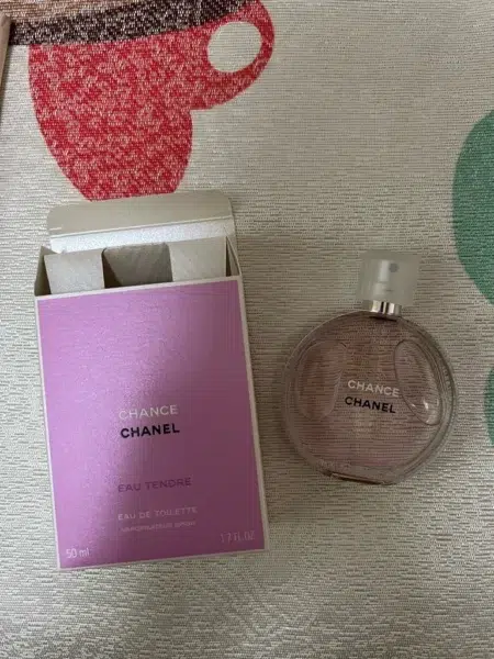 Chanel Chance Eau Tendre and inspired perfume side-by-side bottle comparison
