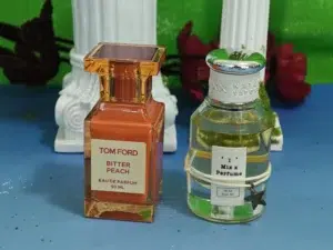 Tom Ford Bitter Peach and an affordable inspired peach perfume side-by-side comparison