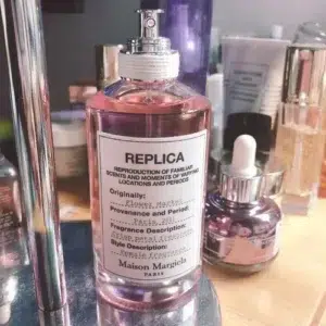 Side-by-side comparison of the discontinued Flower Market perfume and an inspired green floral fragrance